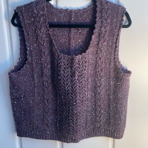 Purple Handmade Knit Sleeveless Sweater Vest szM/L